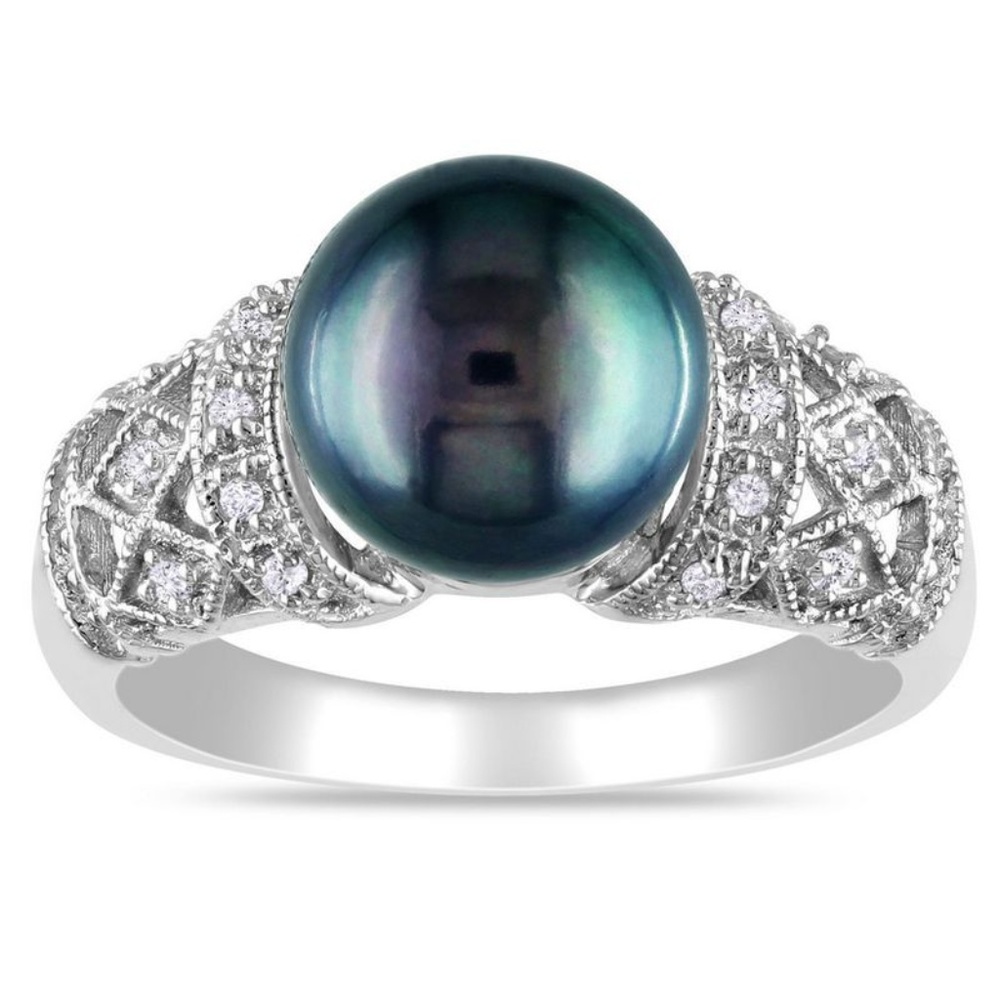 Black Pearl 925 Silver New Wedding Ring Size 6-10